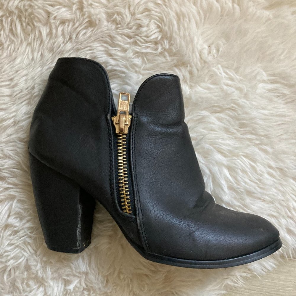 Black Bootie with Gold Zipper